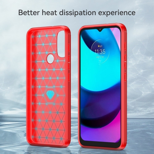 Силиконов калъф Carbon за Motorola Moto E40/E30/E20, Червен