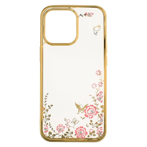 Силиконов калъф FLOWER за iPhone 13 Pro, Златист