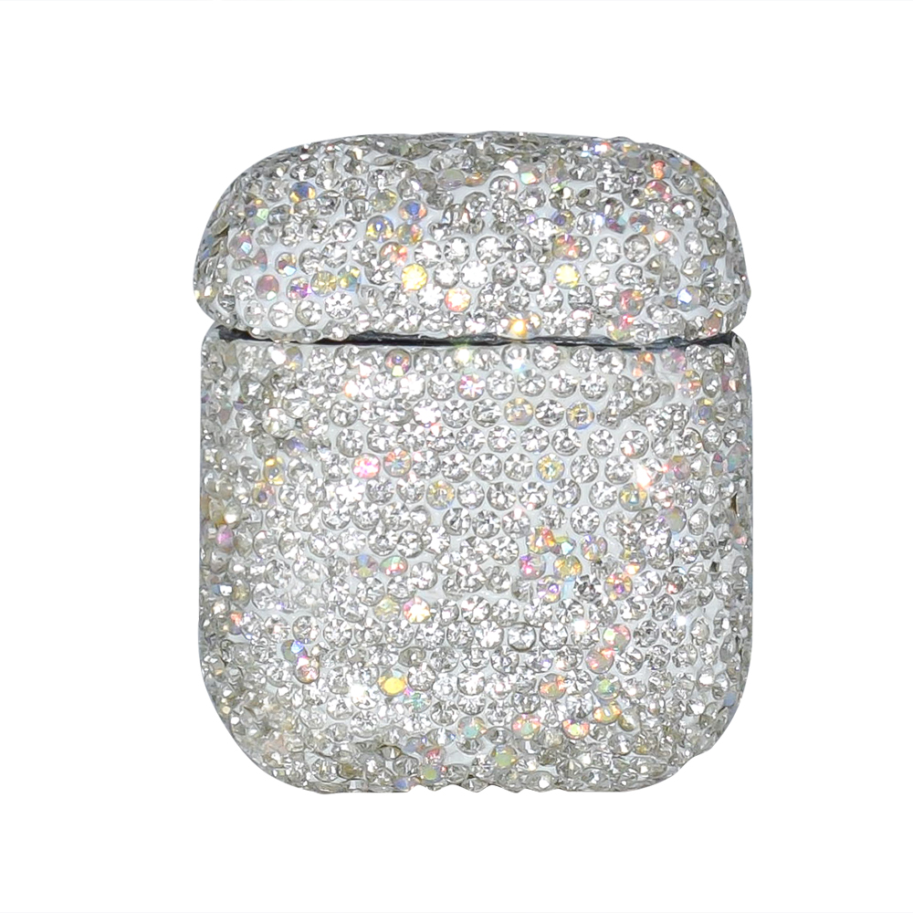 Пластмасов Калъф Diamonds за Слушалки Airpods с катарама, Сребрист