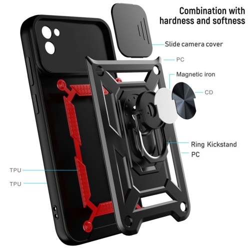 Удароустойчив гръб с поставка Camera Protection за Samsung Galaxy A03, черен