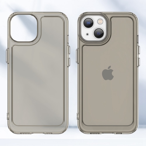 Силиконов калъф Candy за iPhone 14 Plus, Прозрачен-Сив