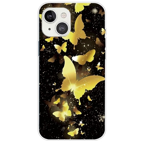 Силиконов калъф за iPhone 14, Златиста пеперуда