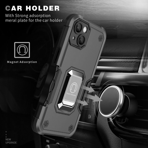 Удароустойчив гръб Kickstand за Iphone 14, поставка, черен