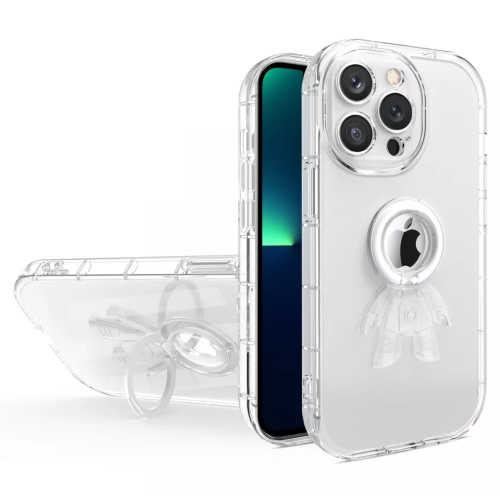 Силиконов калъф с пръстен Spaceman за Iphone 14 Pro, Бял