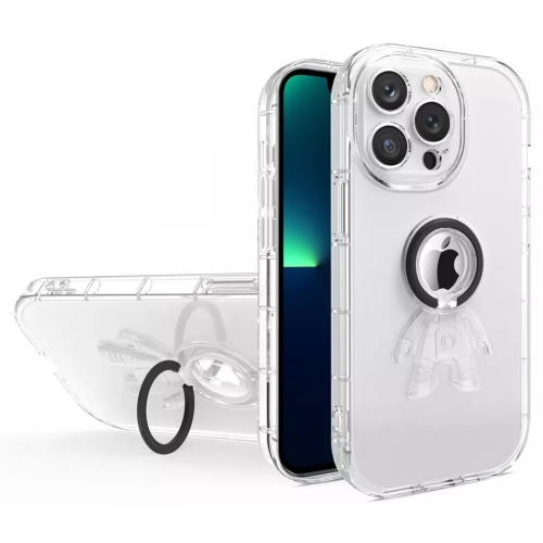 Силиконов калъф с пръстен Spaceman за Iphone 14 Pro, Черен