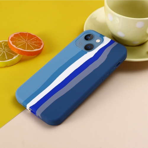 Силиконов калъф за Iphone 14 Plus, синя дъга