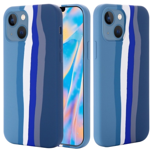 Силиконов калъф за Iphone 14 Plus, синя дъга