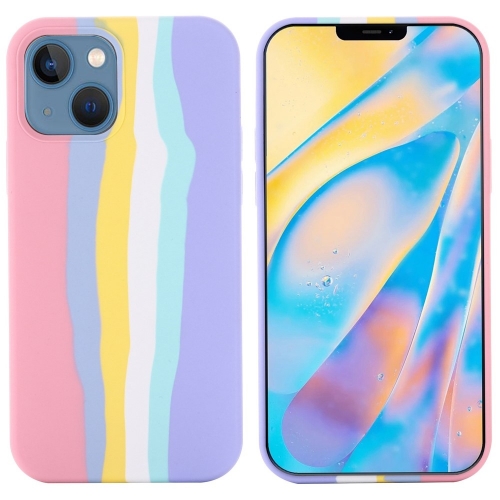 Силиконов калъф за Iphone 14 Plus, розова дъга