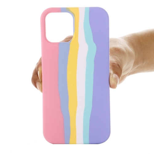 Силиконов калъф за Iphone 14 Plus, розова дъга