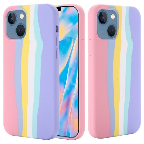 Силиконов калъф за Iphone 14 Plus, розова дъга