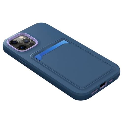 Удароустойчив калъф Card Holder за iPhone 14 Pro Max, Тъмно син