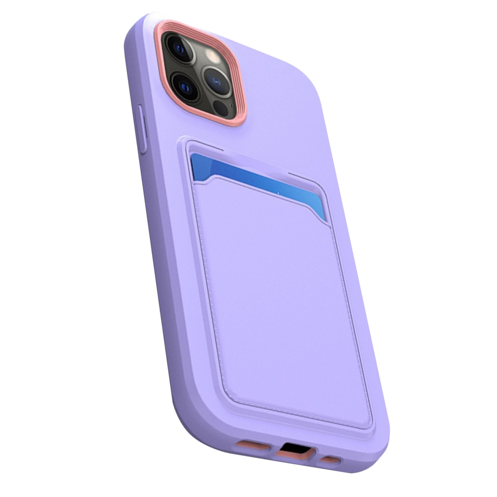 Удароустойчив калъф Card Holder за iPhone 14 Pro Max, Лилав
