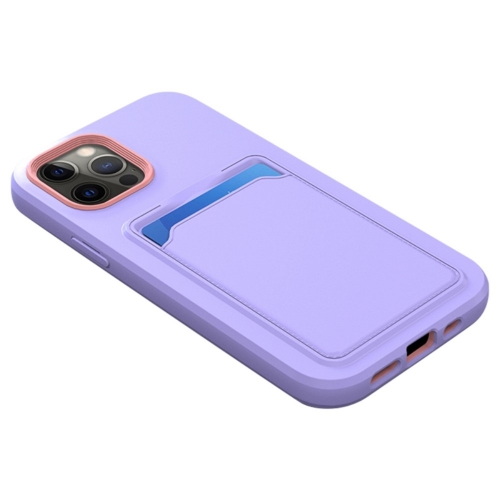 Удароустойчив калъф Card Holder за iPhone 14 Pro Max, Лилав