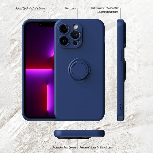 Силиконов калъф Rubberized Ring за iPhone 14 Pro Max, Син