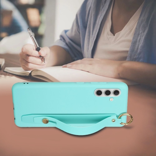 Силиконов калъф Hand Strap Kickstand за Samsung Galaxy A13 5G / A04s 4G, син