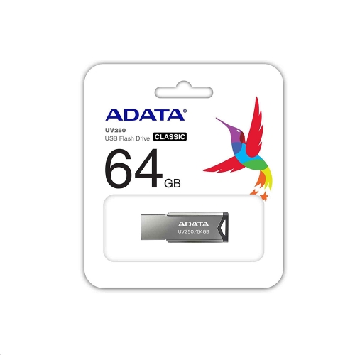 Флаш памет ADATA, 64GB, USB, UV250, сребрист