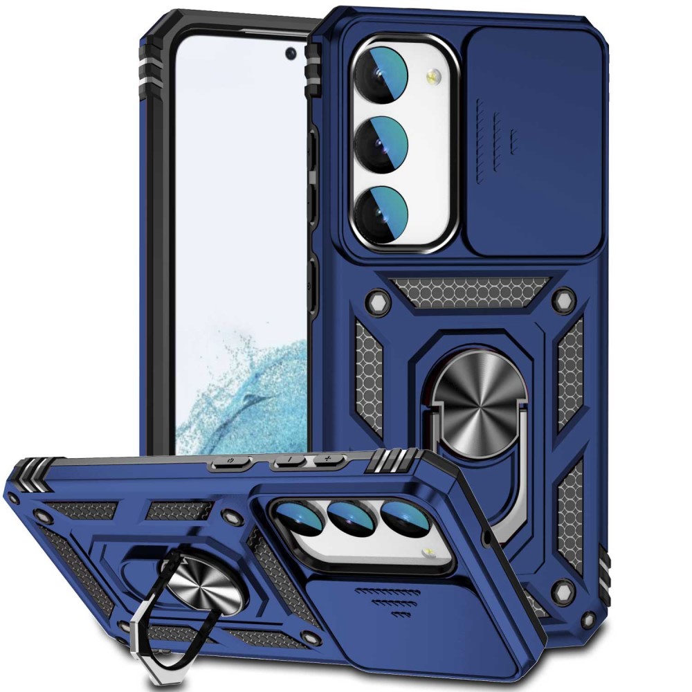 Удароустойчив калъф Slide Camera за Samsung Galaxy S23 Plus, с поставка, Син