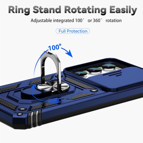 Удароустойчив калъф Slide Camera за Samsung Galaxy S23 Plus, с поставка, Син