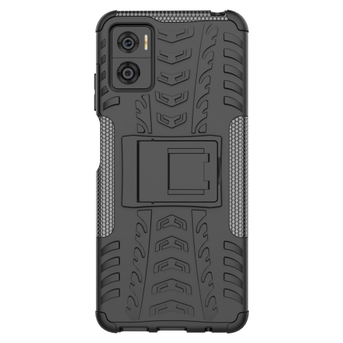 Удароустойчив Калъф с поставка Hybrid Tyre Pattern за Motorola Moto E22 4G, черен