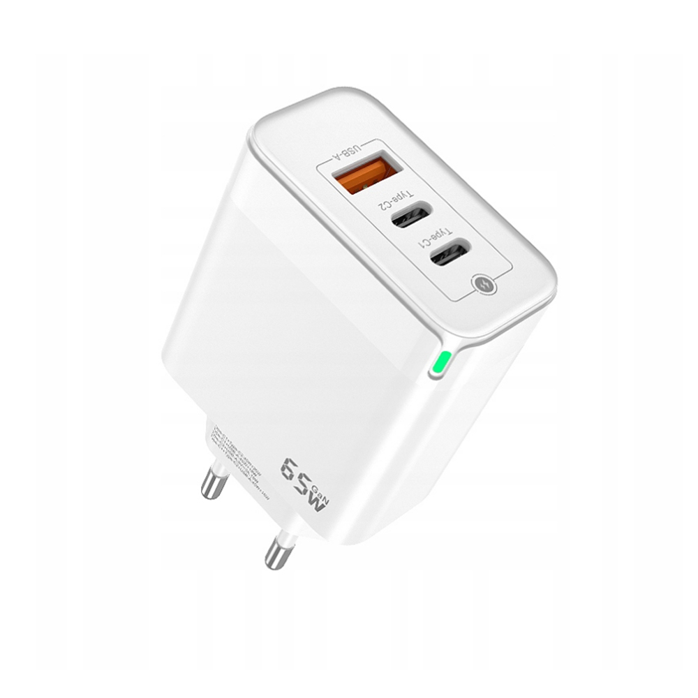 Зарядно 220V Prestico F28, 1xUSB-QC, 2xPD, 65W, бял
