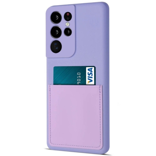 Силиконов калъф Card Slot за Samsung Galaxy S21 Ultra, Светло лилав