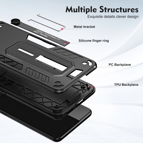 Удароустойчив калъф за Honor X8 5G, Finger Hoder, Bracket, Черен