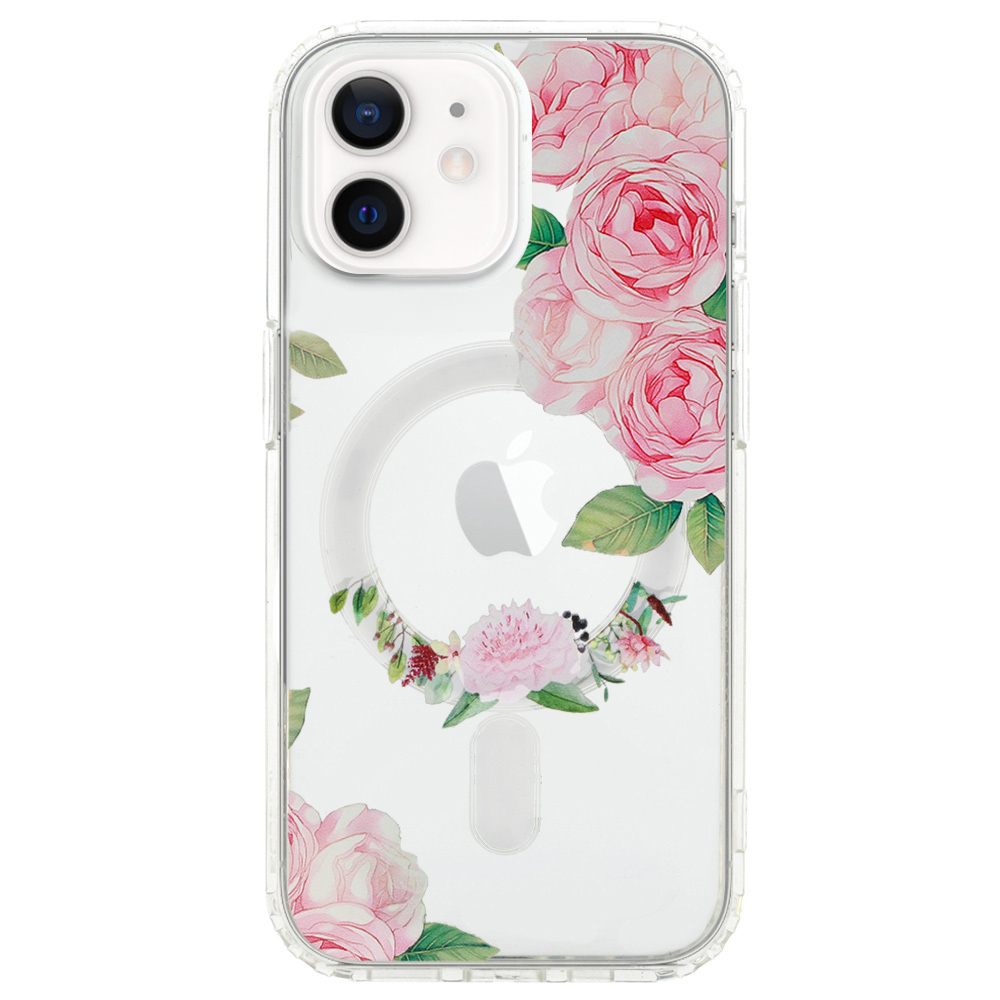 Удароустойчив калъф Flower MagSF за iPhone 12 Pro, Розови цветчета