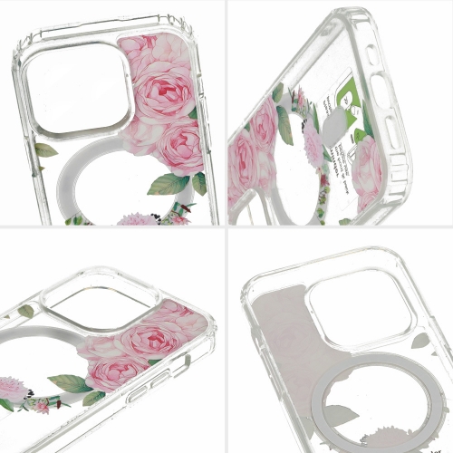 Удароустойчив калъф Flower MagSF за iPhone 12 Pro, Розови цветчета