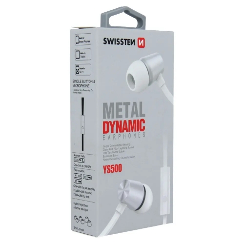 Слушалки с микрофон SWISSTEN Dynamic YS500, Jack 3.5mm, Сребрист