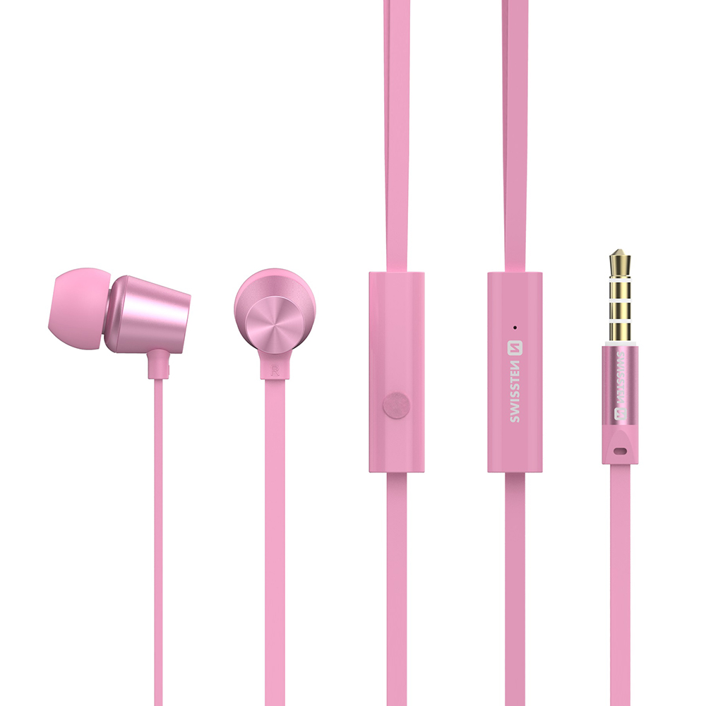 Слушалки с микрофон SWISSTEN Dynamic YS500, Jack 3.5mm, Розов