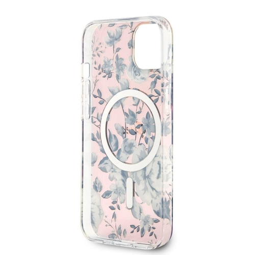 Калъф GUESS, Flowers IML MagSafe Compatible за iPhone 14, GUHMP14SHCFWSP, Розов цвят