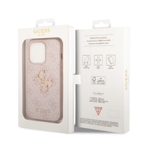 Калъф GUESS, PU 4G Metal Logo за iPhone 15 Pro, GUHCP15L4GMGPI, Розов