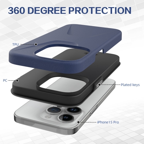 Удароустойчив калъф Shockproof за iPhone 15 Pro, Син-Черен
