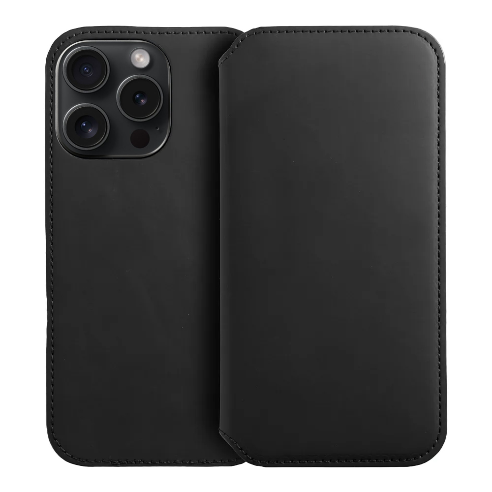 Калъф тефтер Dual Pocket за iPhone 15 Pro, Черен