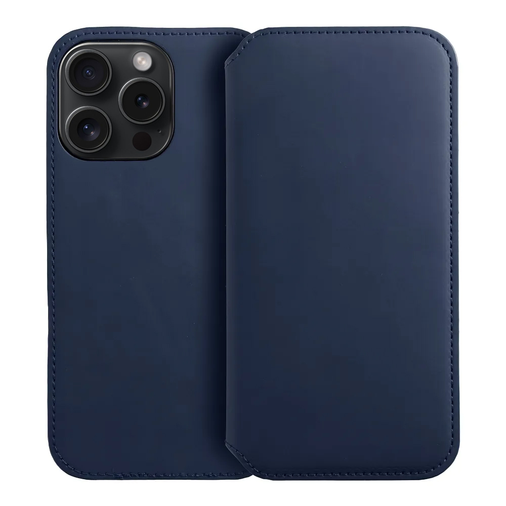 Калъф тефтер Dual Pocket за iPhone 15 Pro, Син