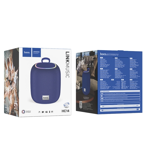 Преносима колонка HOCO HC14, Wireless, Bluetooth 5.2, RGB Lights, Тъмно син