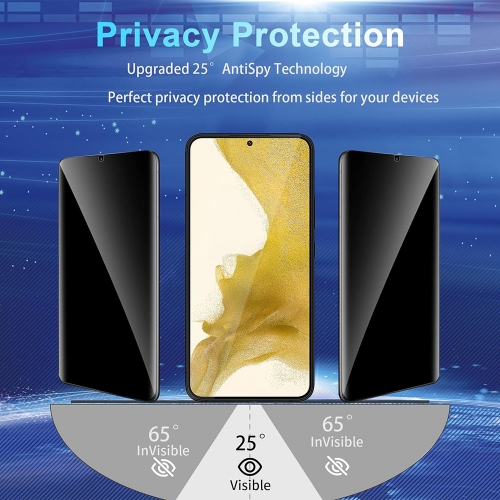 Стъклен Протектор 5D Full Glue PRIVACY за Samsung Galaxy S22, hole, Черен