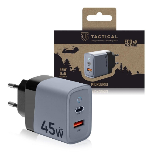 Зарядно 220v, Tactical Microgrid GaN 45W, Сив