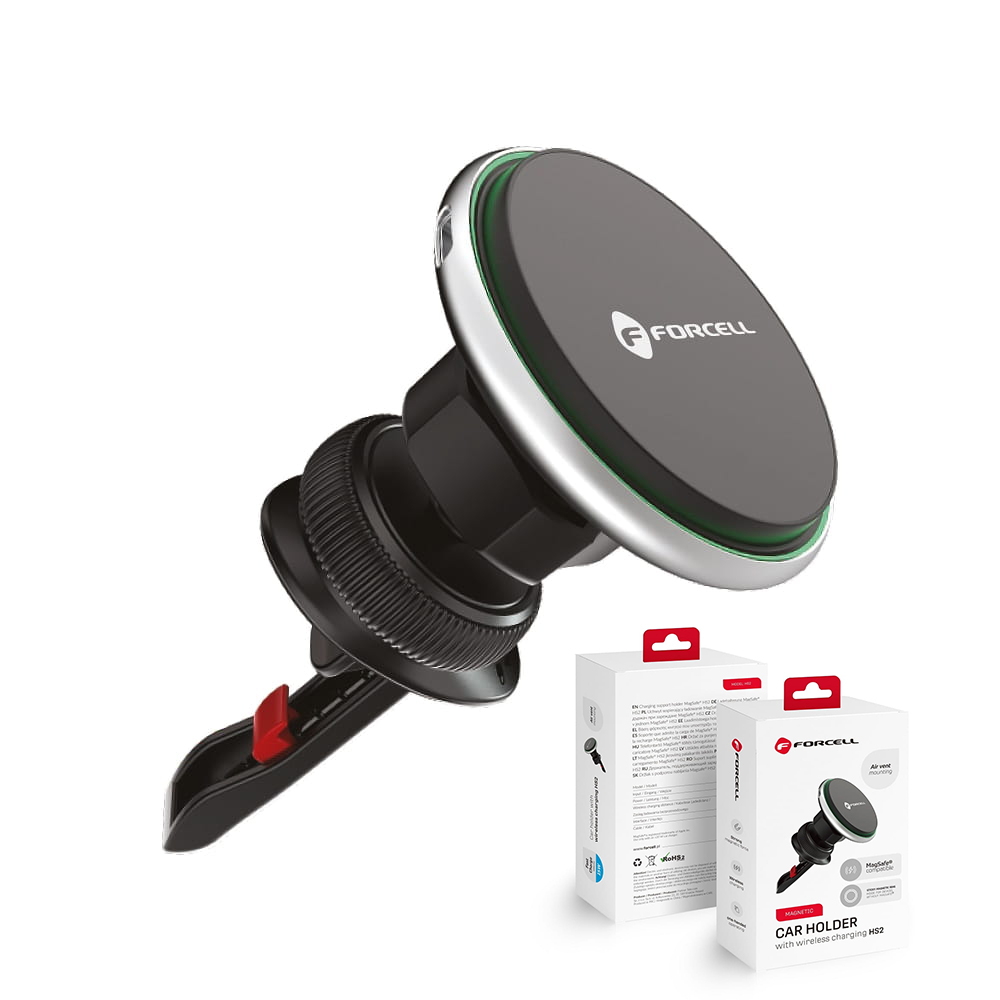 Поставка за кола  с безжично зареждане FORCELL HS2, support MagSafe, 15W, Черен