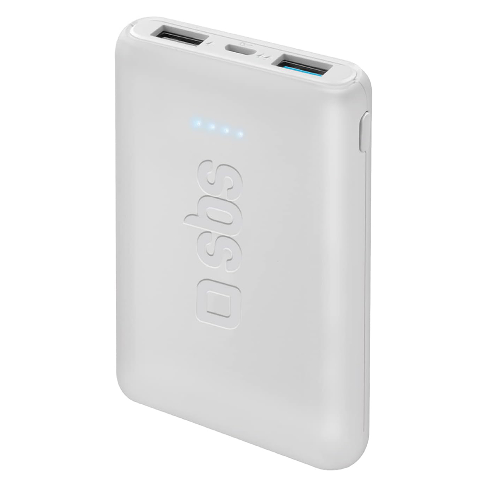 Универсална външна батерия SBS POWER BANK, 5 000mAh, 2xUSB A, Бял