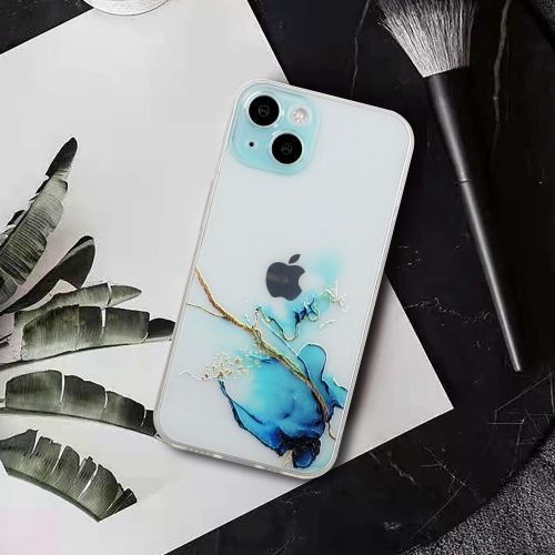 Силиконов калъф Marble за iPhone 15 Plus, Син