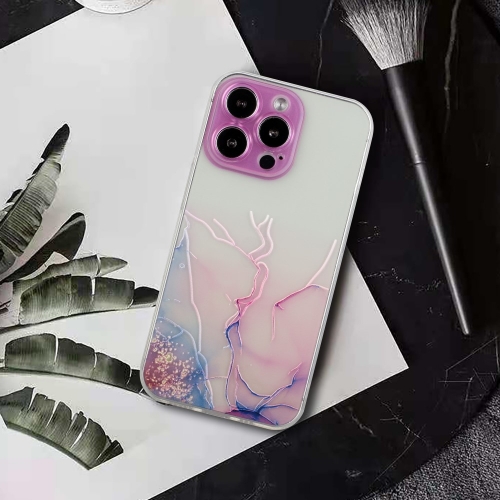 Силиконов калъф Marble за iPhone 15 Pro Max, Розов