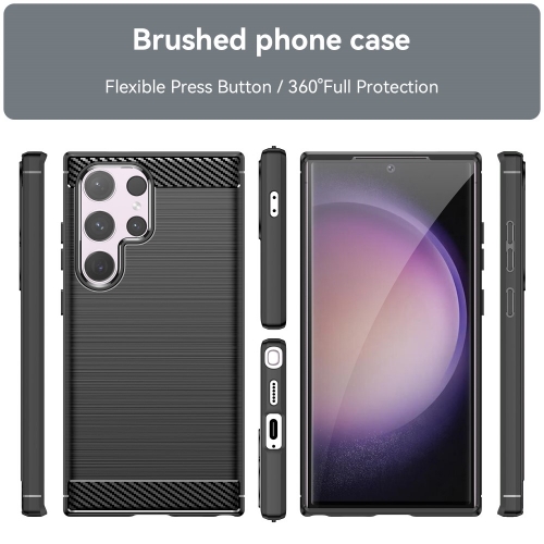 Силиконов Калъф Carbon Fibre Brushed за Samsung Galaxy S24 Ultra, Черен