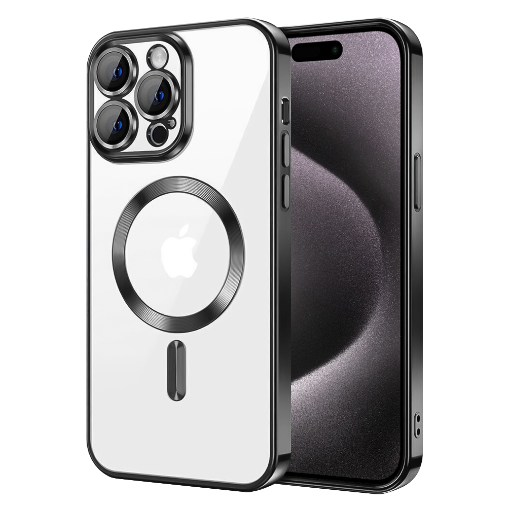 Силиконов калъф Luxury MagSF за iPhone 15 Pro, Черен