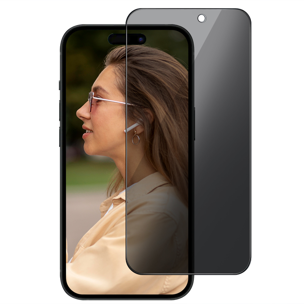 Стъклен Протектор PRIVACY за iPhone 15, 5D Full Glue, Черен