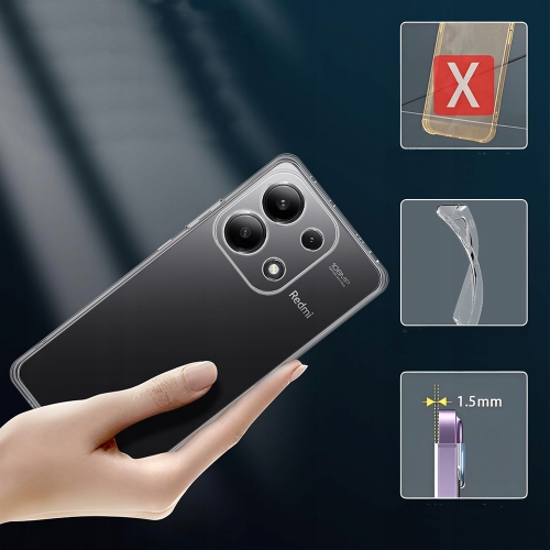 Силиконов калъф за Xiaomi Redmi Note 13 Pro 4G, 2mm, camera protection, Прозрачен