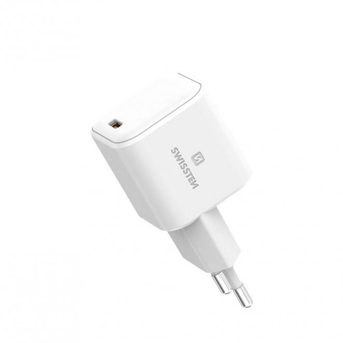 Зарядно Swissten SMARTGaN, 1xUSB-C, 65W, Бял