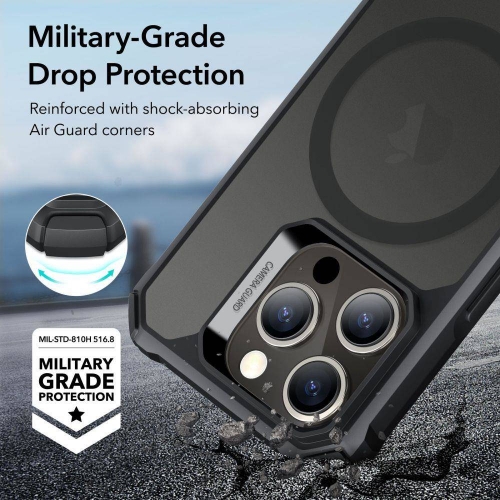 Удароустойчив калъф ESR Air Armor Halolock MagSafe за iPhone 15 Pro Max, Черен