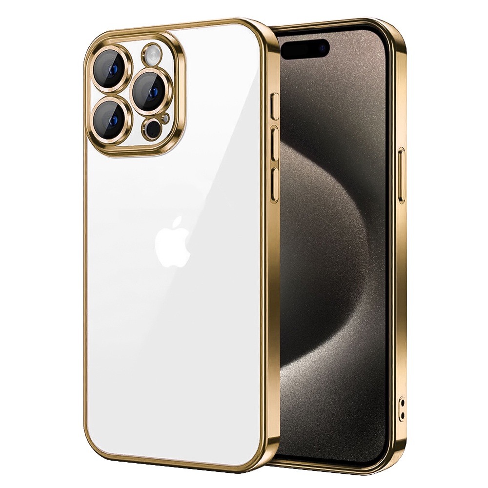 Силиконов калъф Luxury за iPhone 15 Pro, Златист