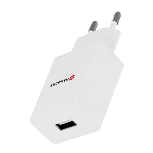 Зарядно Swissten SMART IC 1x USB 1A с кабел MICRO USB ,1,2 M, Бял